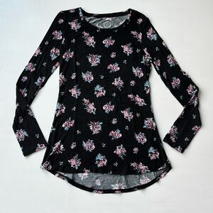 MAURICES 24/7 Long Sleeve Floral Shirt with Faux Suede Patches on Elbows